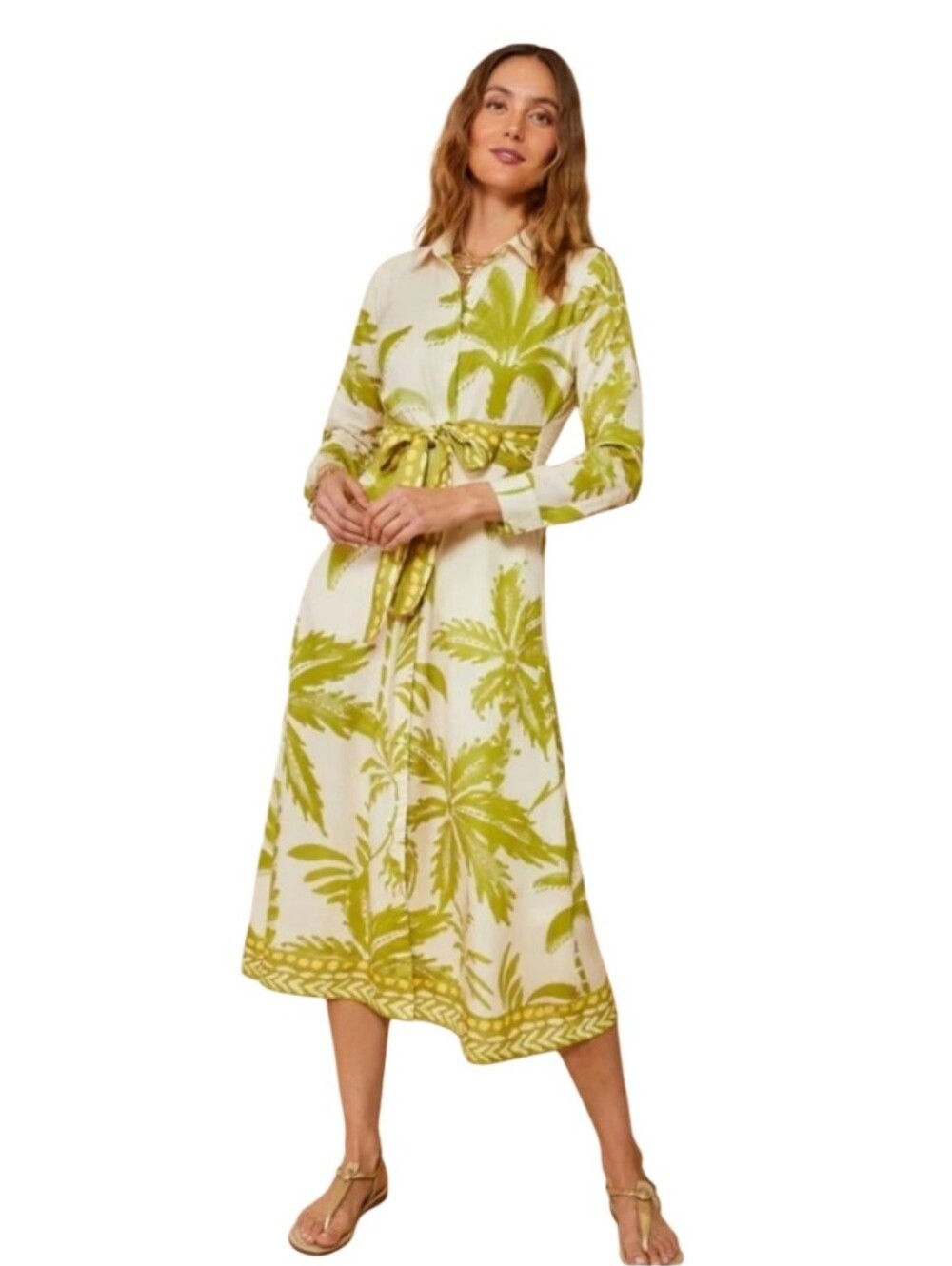 Spartina 449 Southern Resort Palms Green Marianne Midi Dress Size XXL